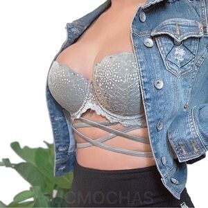 NWT PINK Victoria’s Secret THE DATE WRAP PUSH-UP Bra Lace Green Size 34D